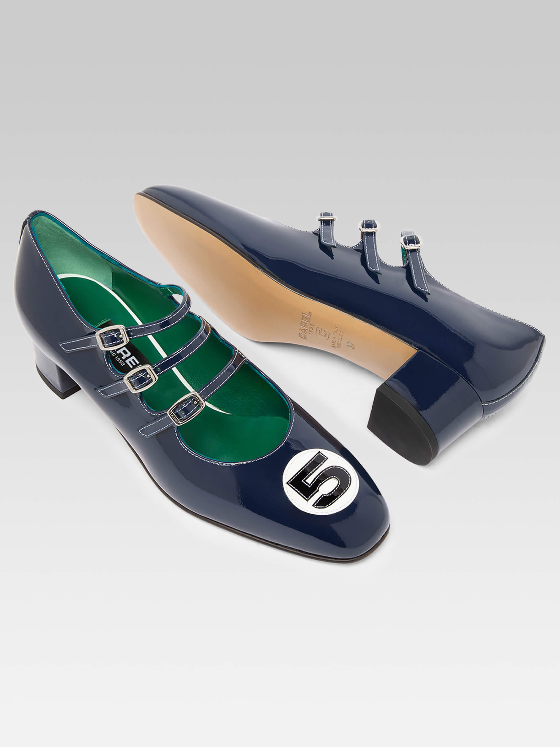 Kina 52 - Escarpins babies cuir verni bleu - Image numéro 4
