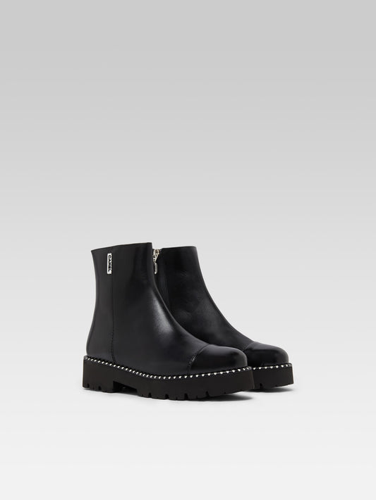 Chouchou - Bottines cuir et cuir glacé noir avec surpiqûres - Image numéro 2