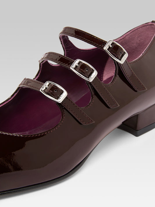 Ariana - Brown patent leather Mary Janes ballet flats - Image number 3