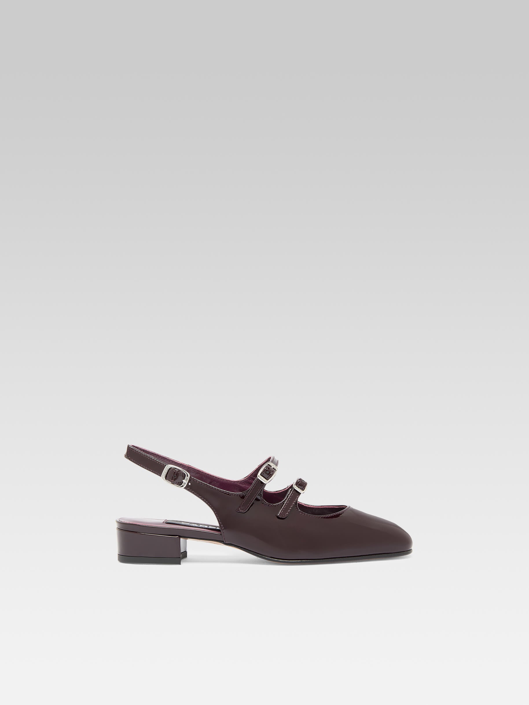 【関税込み】Peche Sandals - Carel - Leather - Burgundy Peche - Burgundy patent leather slingback Mary Janes | Carel