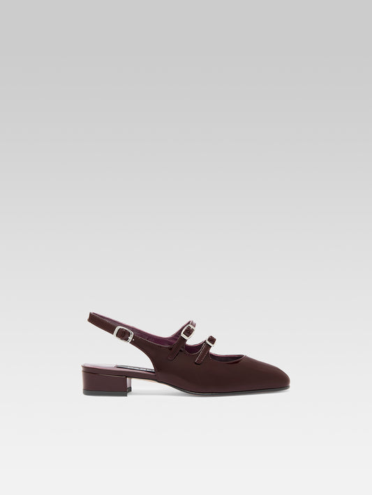 Peche - Brown patent leather slingback Mary Janes