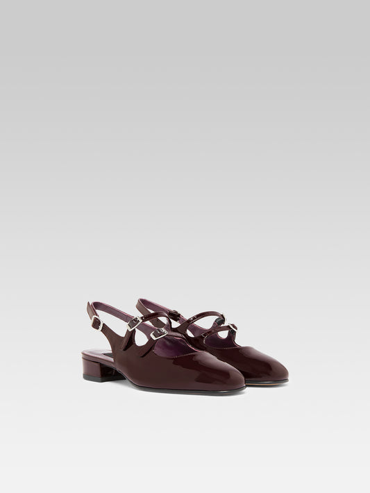 Peche - Brown patent leather slingback Mary Janes