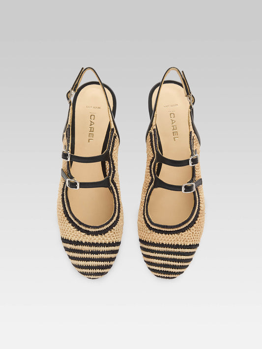 Balma - Black and natural raffia slingback Mary Janes - Image number 4