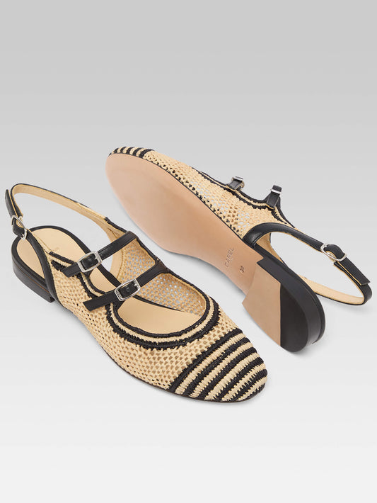 Balma - Black and natural raffia slingback Mary Janes - Image number 5