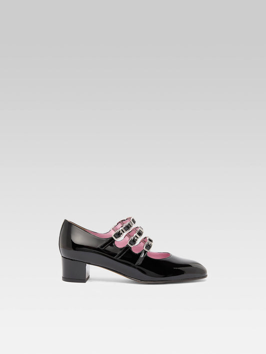 Kina - Escarpins babies cuir verni noir à boucles - Image numéro 1