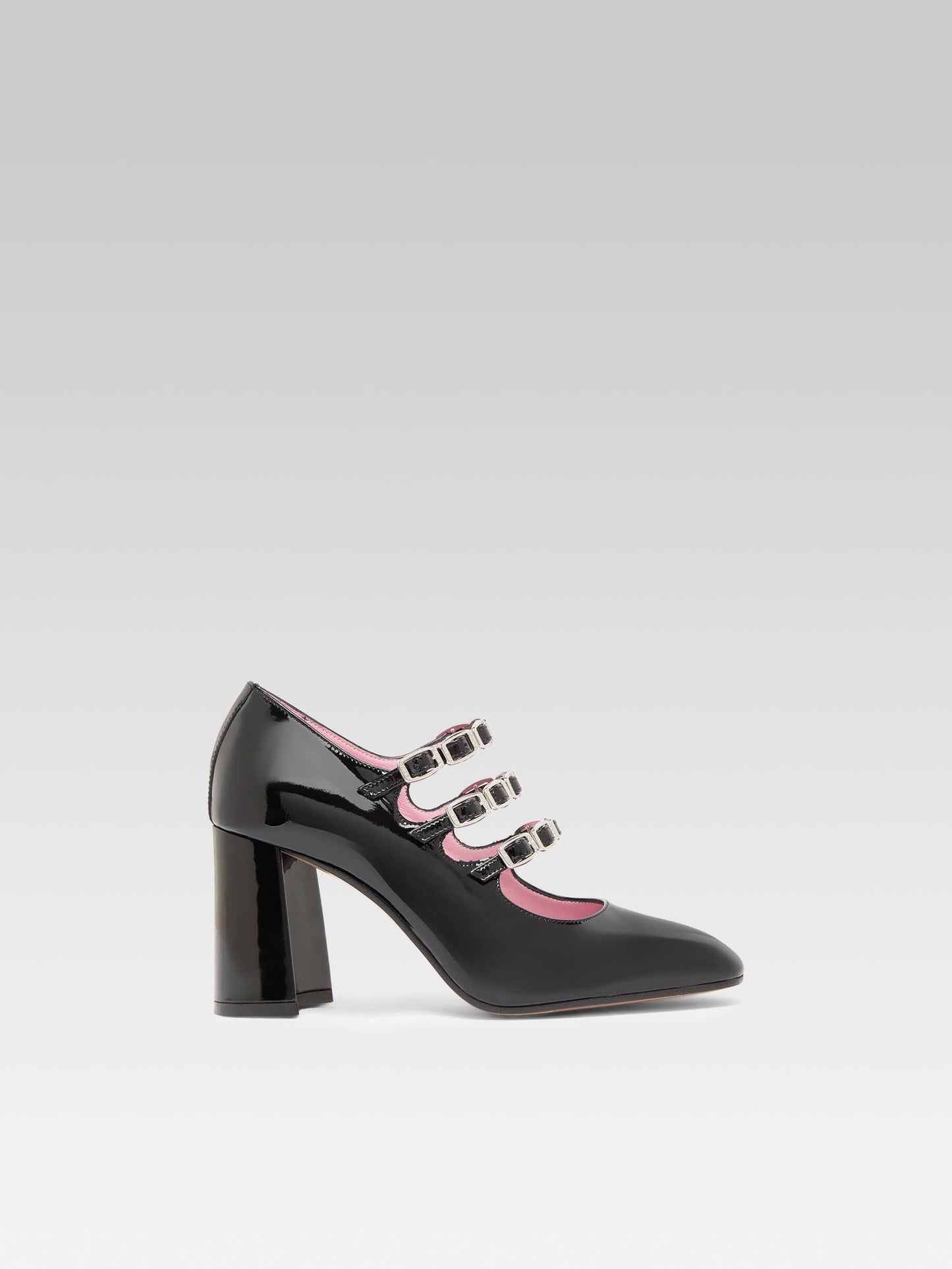 Keel - Escarpins babies cuir verni noir à boucles