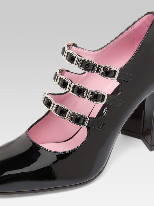 Keel - Escarpins babies cuir verni noir à boucles - Image numéro 2