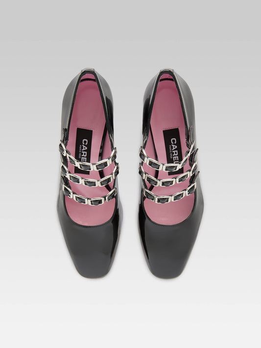 Keel - Escarpins babies cuir verni noir à boucles - Image numéro 4