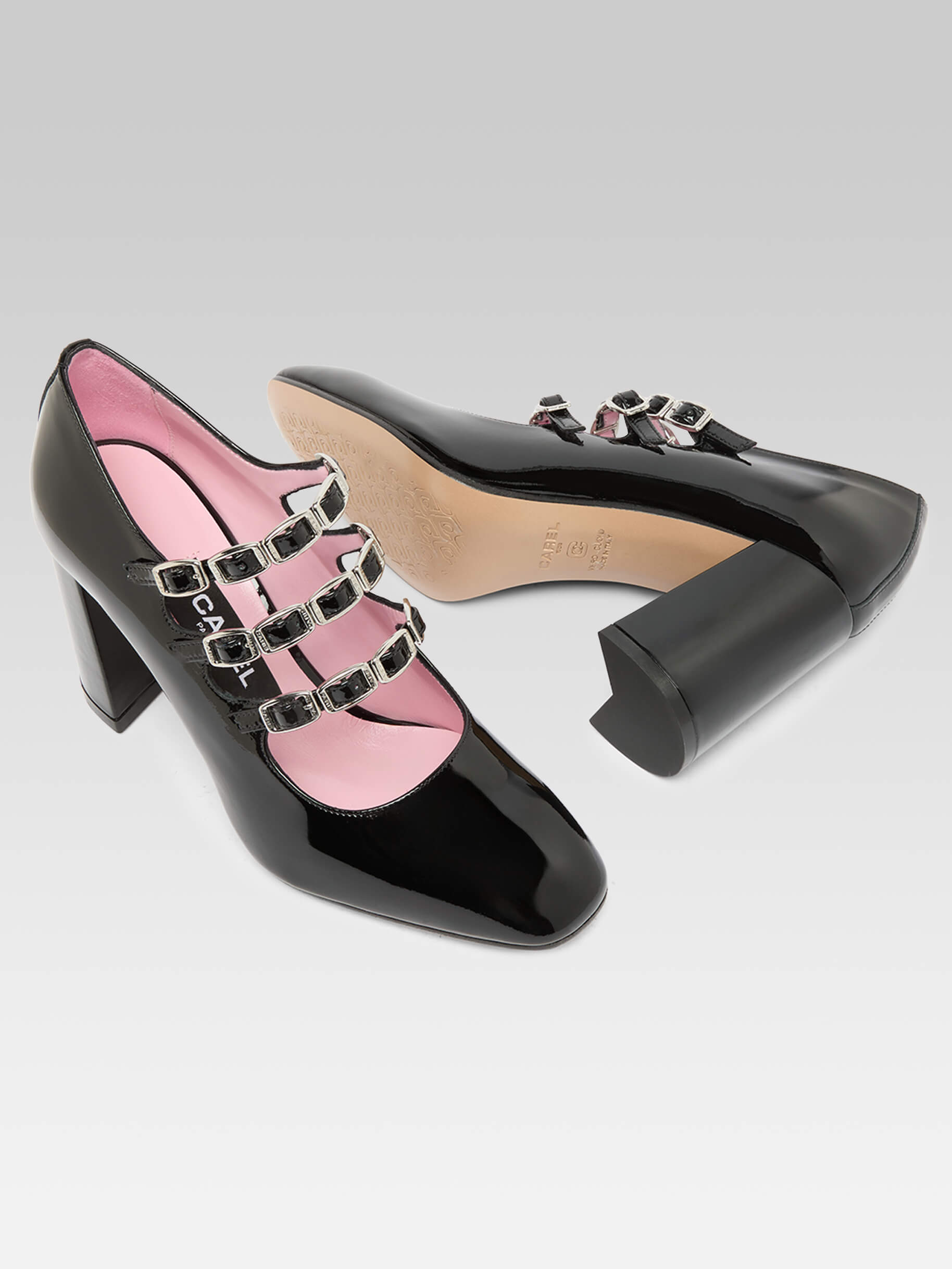 Keel - Escarpins babies cuir verni noir à boucles - Image numéro 5