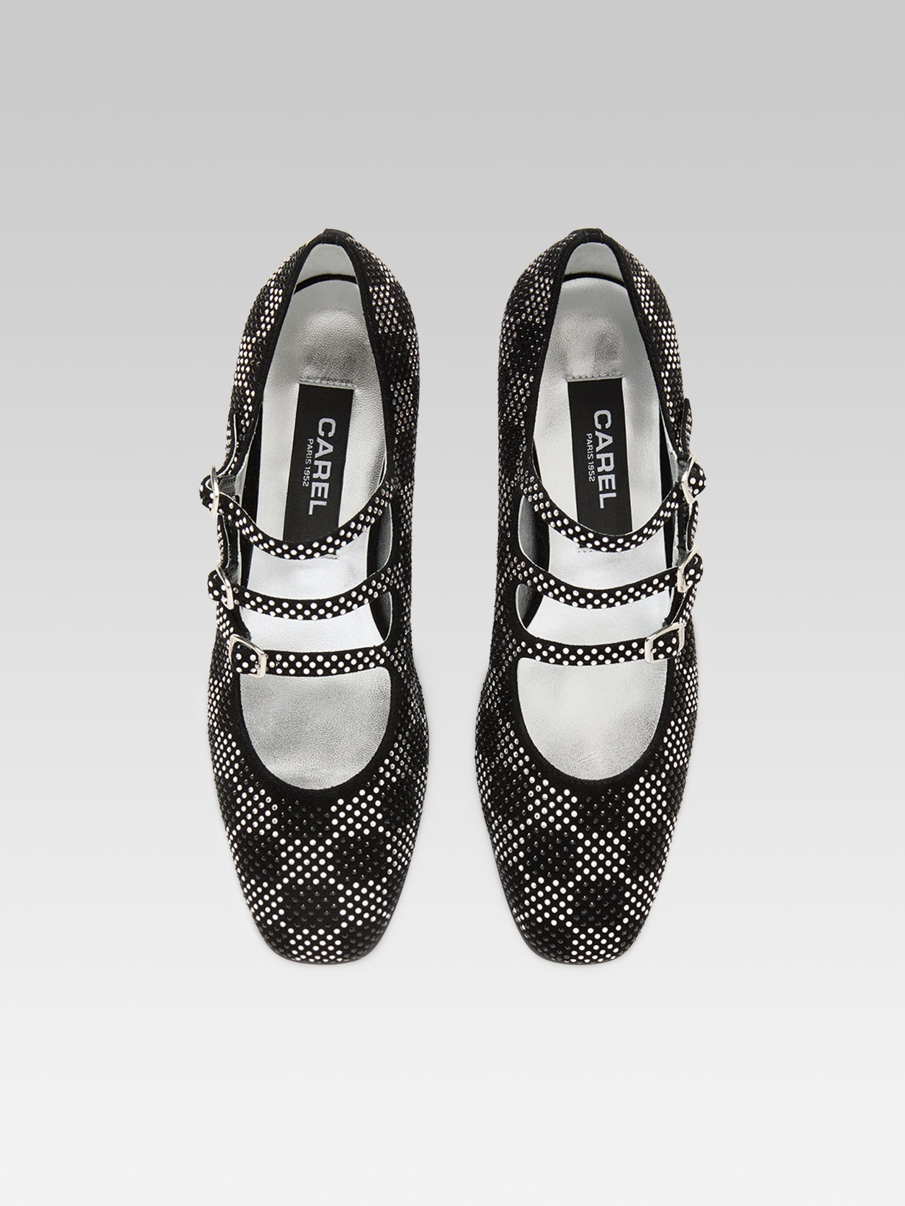 Kina - Black suede leather Mary Janes pumps embellished with crystals by Swarovski® - Image number 4