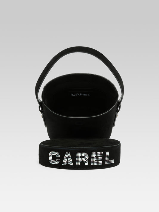 Bibi - Sac sceau cuir velours noir et orné de cristaux Swarovski® - Image numéro 4