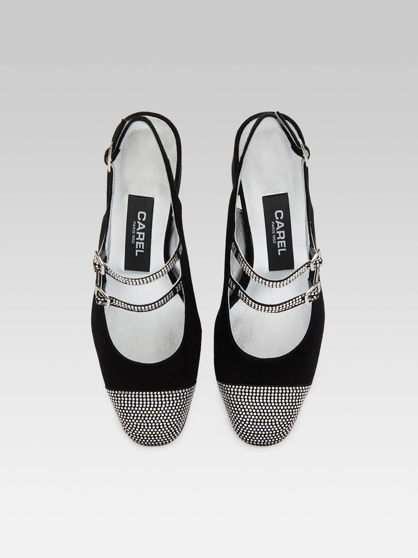 Banana  - Babies slingback cuir velours noir et orné de cristaux Swarovski®