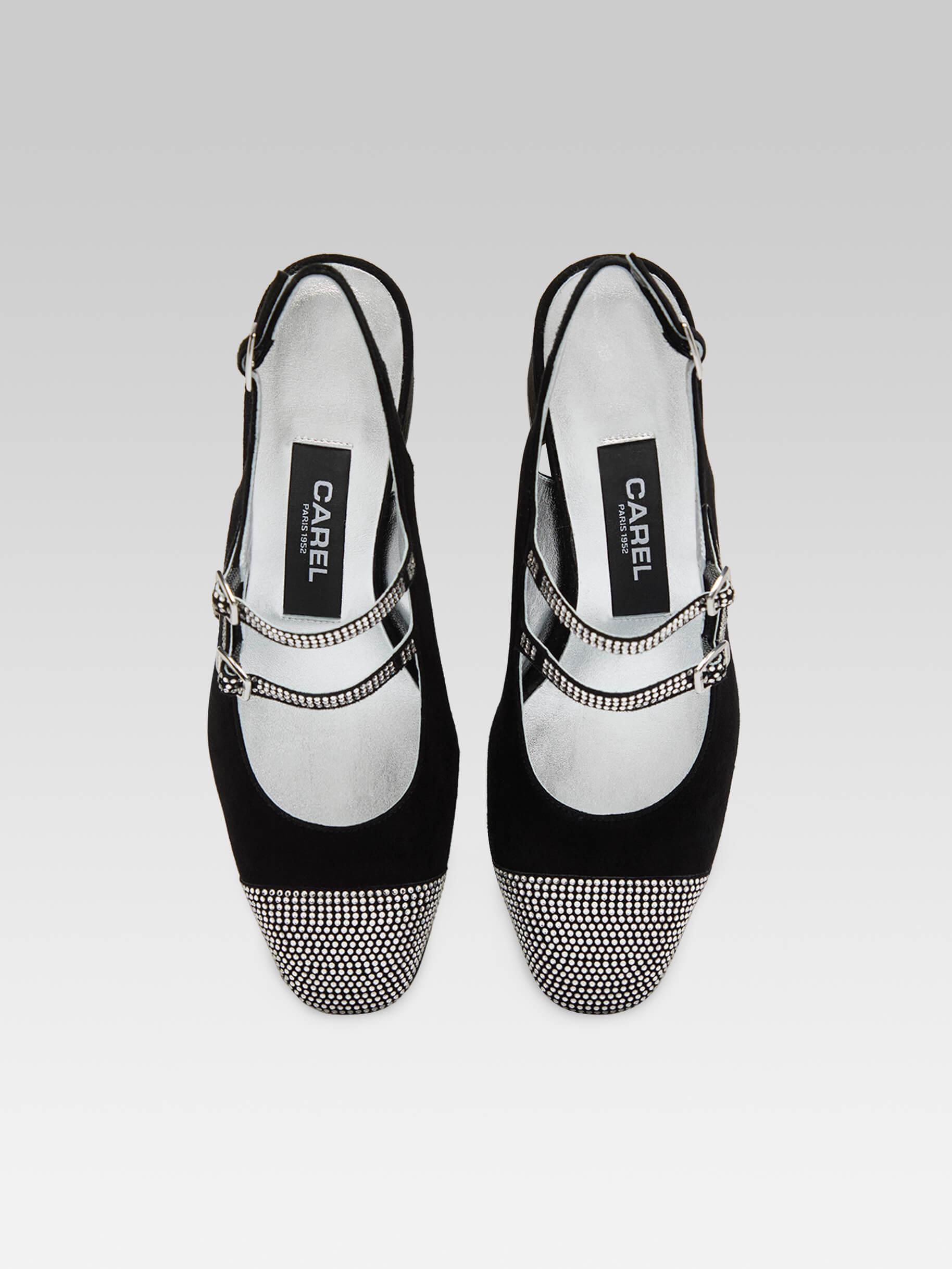 Banana  - Babies slingback cuir velours noir et orné de cristaux Swarovski® - Image numéro 6