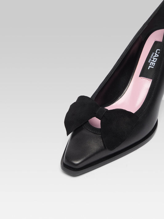 Comtesse - Escarpins cuir noir à noeud - Image numéro 2