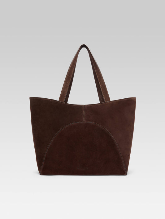 Clemenceau - Mocha brown suede leather tote bag - Image number 2
