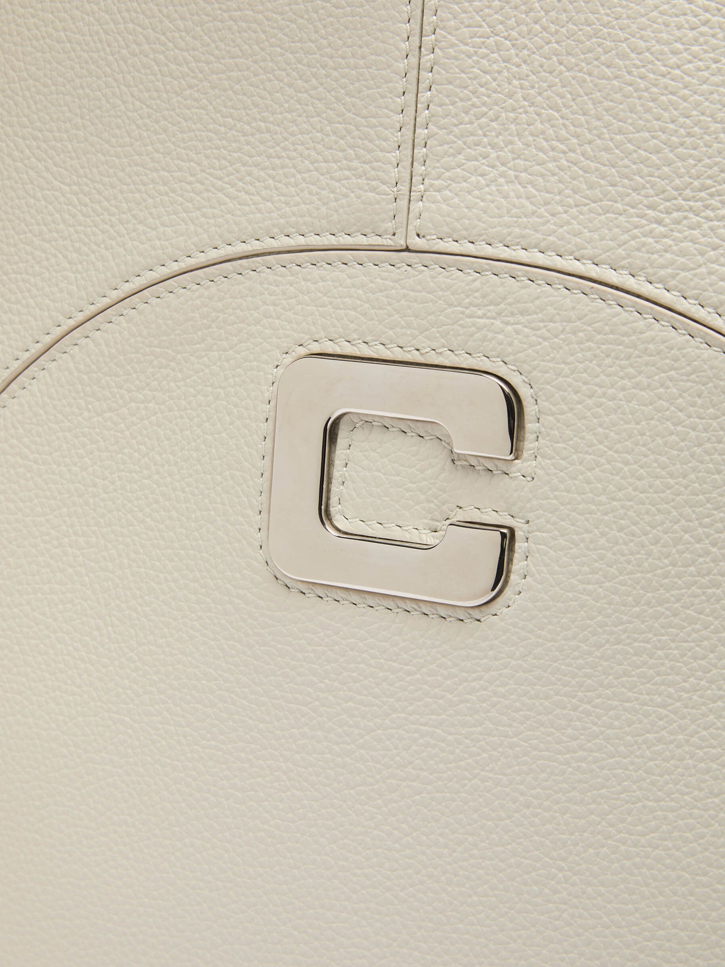 Clemenceau - Ivory grained leather tote bag 