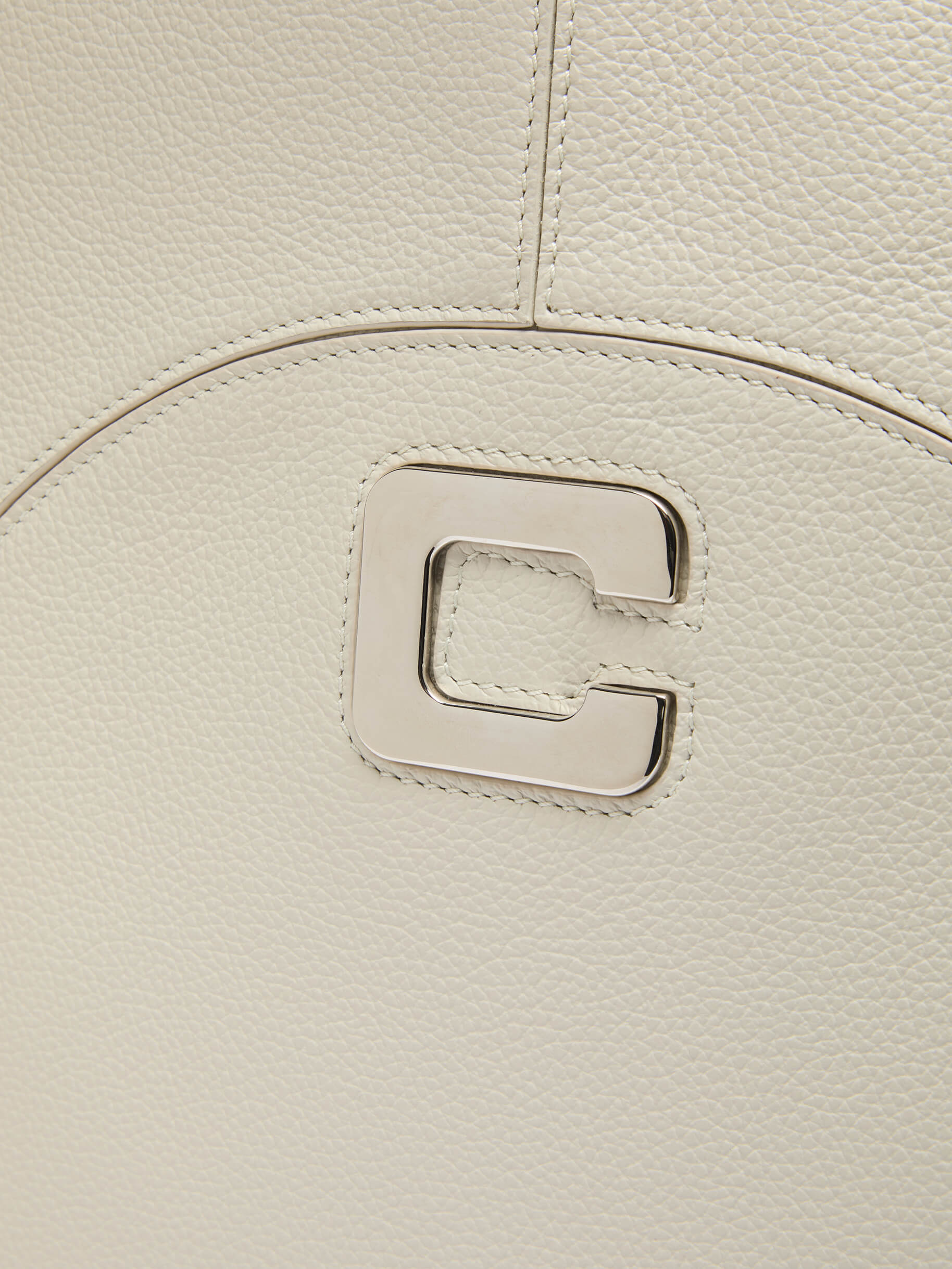 Clemenceau - Ivory grained leather tote bag  - Image number 5