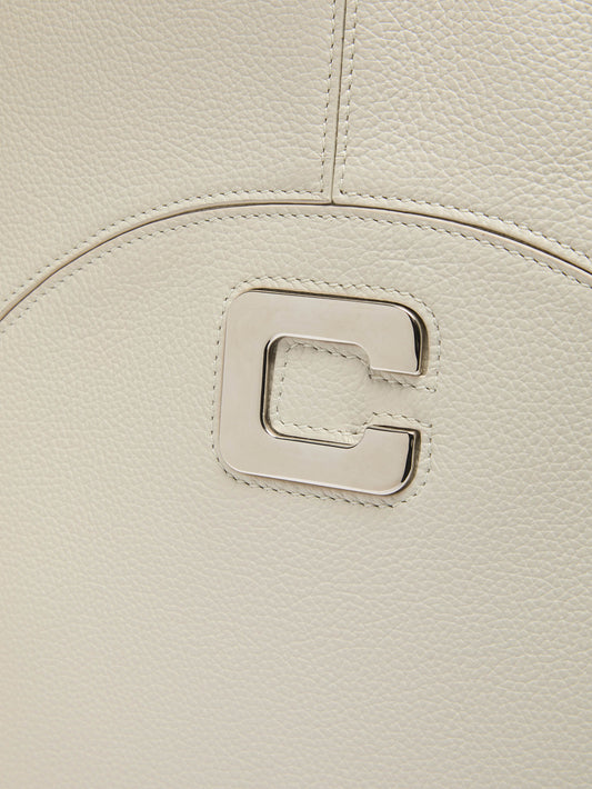 Clemenceau - Ivory grained leather tote bag  - Image number 5