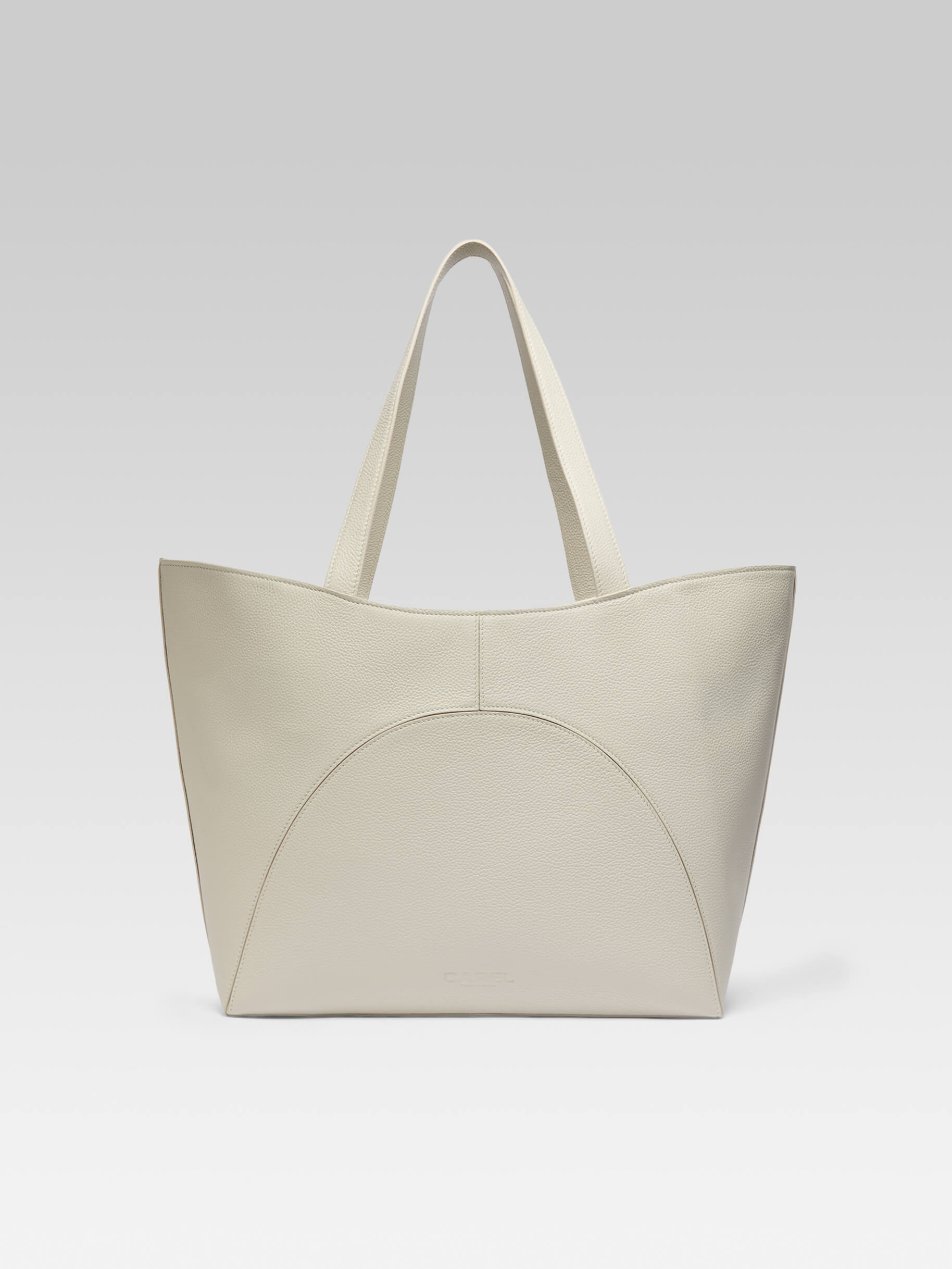 Clemenceau - Ivory grained leather tote bag  - Image number 2