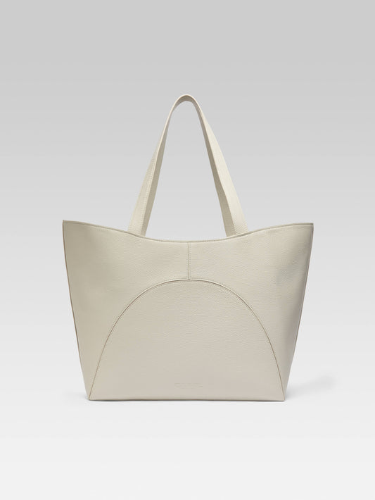 Clemenceau - Ivory grained leather tote bag  - Image number 2