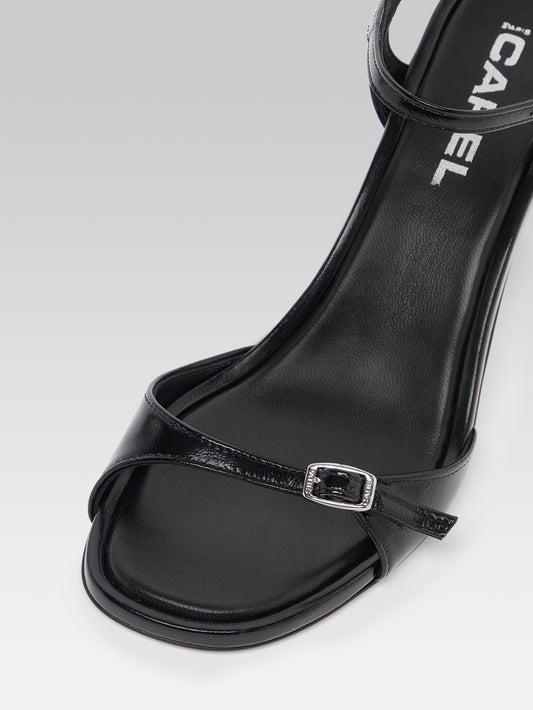 Celeste - Sandales à talons cuir verni noir - Image numéro 3