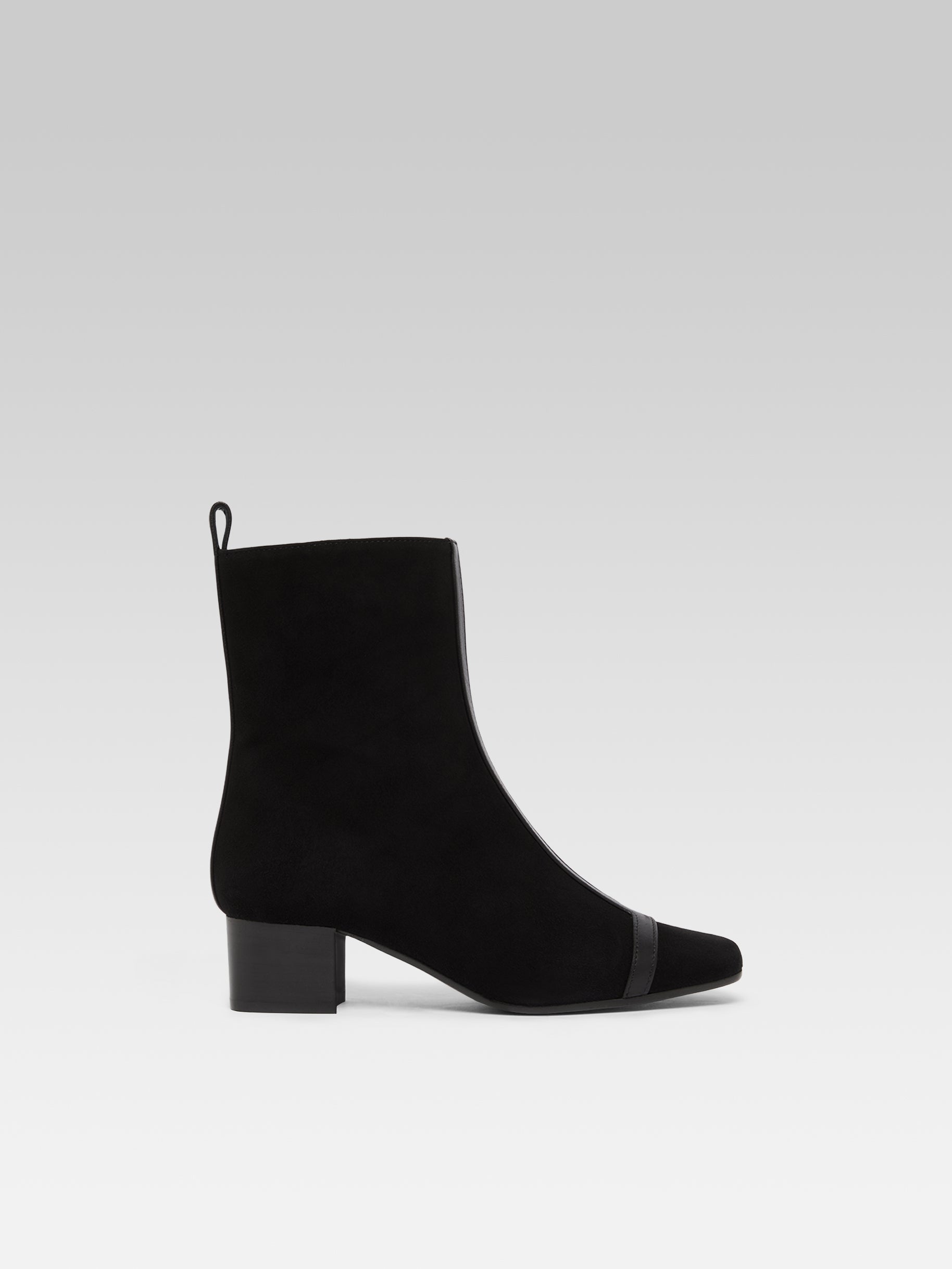Audrey - Bottines cuir velours et cuir noir - Image numéro 1