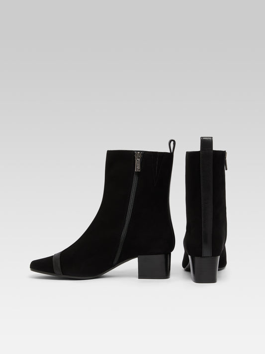 Audrey - Bottines cuir velours et cuir noir - Image numéro 3