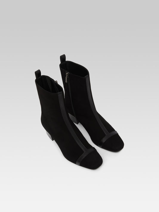 Audrey - Bottines cuir velours et cuir noir - Image numéro 4