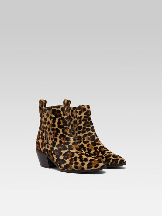 Memphis - Brown leopard pony leather ankle boots - Image number 2