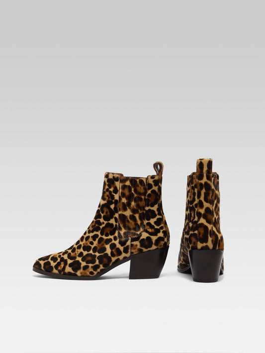 Memphis - Brown leopard pony leather ankle boots - Image number 3