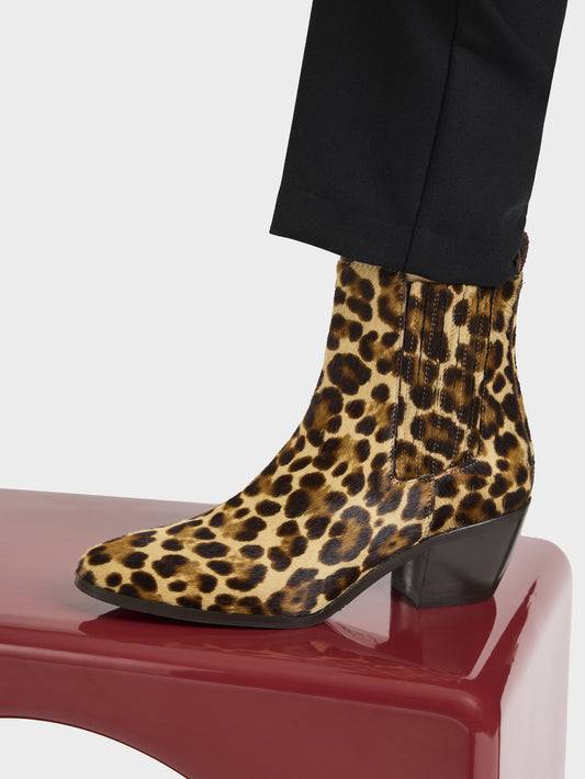 Memphis - Brown leopard pony leather ankle boots - Image number 5