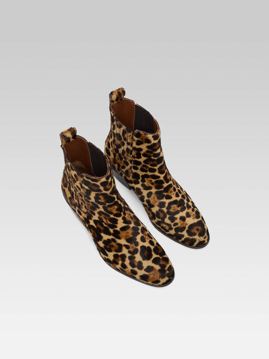 Memphis - Brown leopard pony leather ankle boots - Image number 4