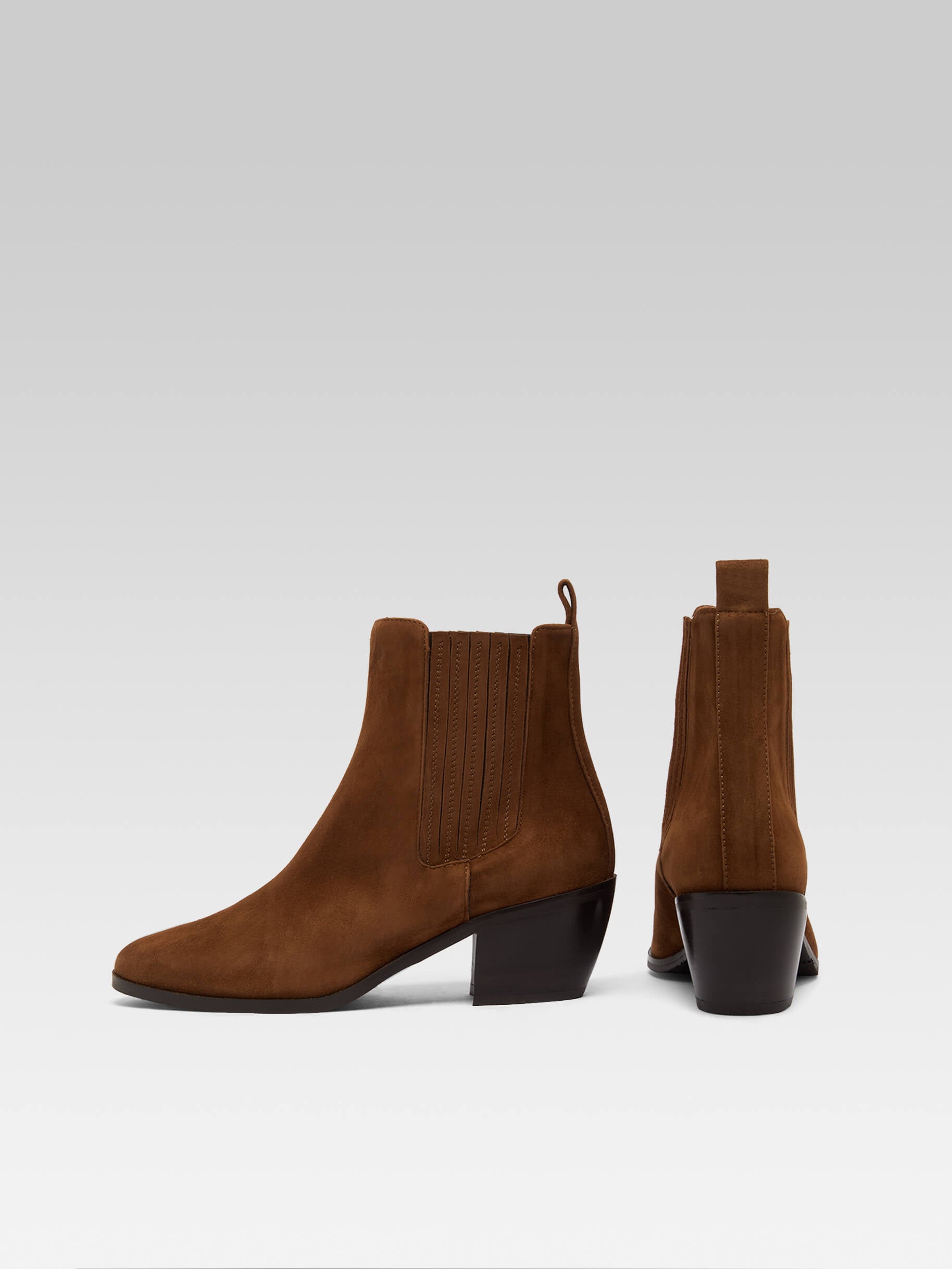 Memphis - Bottines cuir velours cognac - Image numéro 3