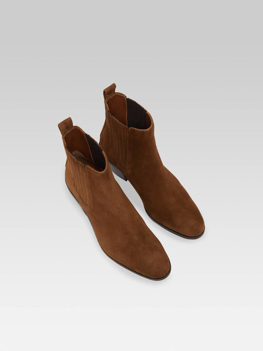 Memphis - Cognac suede leather ankle boots - Image number 4