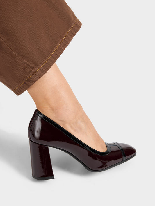 Lise - Escarpins cuir verni marron et noir - Image numéro 5