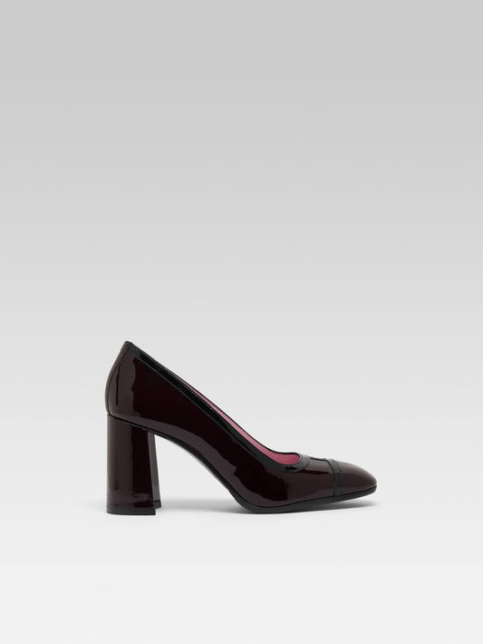 Lise - Escarpins cuir verni marron et noir
