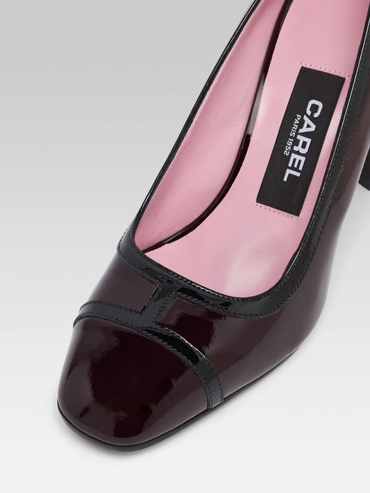 Lise - Escarpins cuir verni marron et noir - Image numéro 3