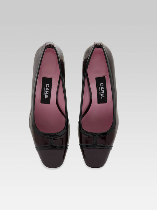 Lise - Escarpins cuir verni marron et noir - Image numéro 4