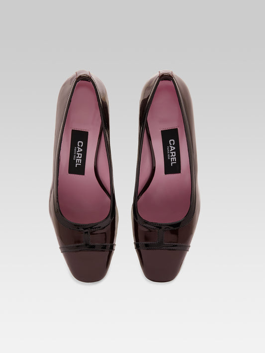 Lise - Escarpins cuir verni marron et noir - Image numéro 4