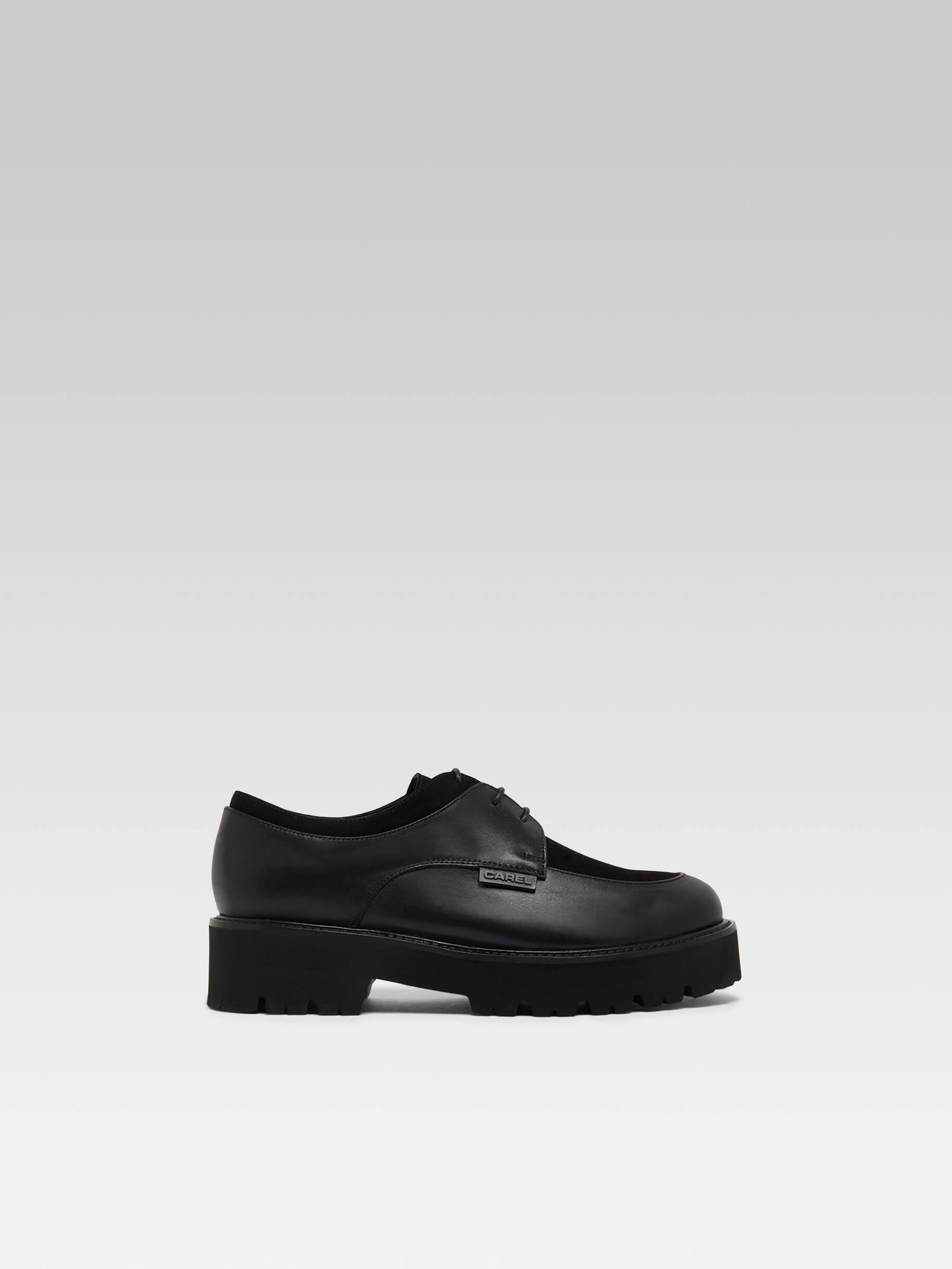 Azur - Black suede leather derbies