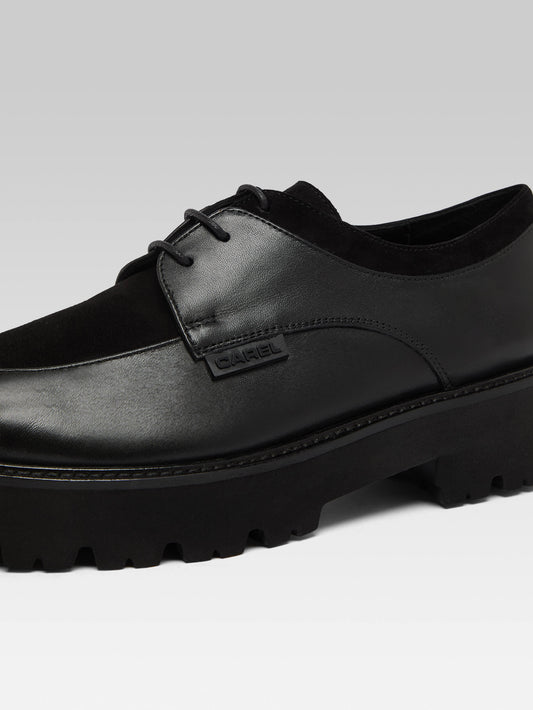 Azur - Black suede leather derbies - Image number 3