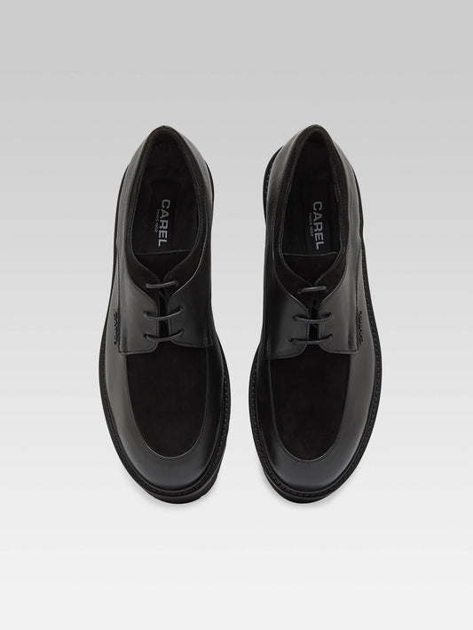 Azur - Black suede leather derbies - Image number 4