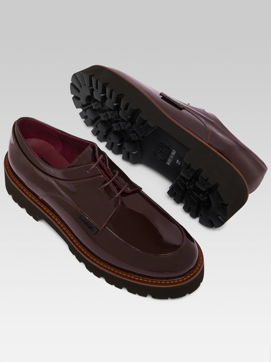 Azur - Derbies cuir verni marron - Image numéro 5