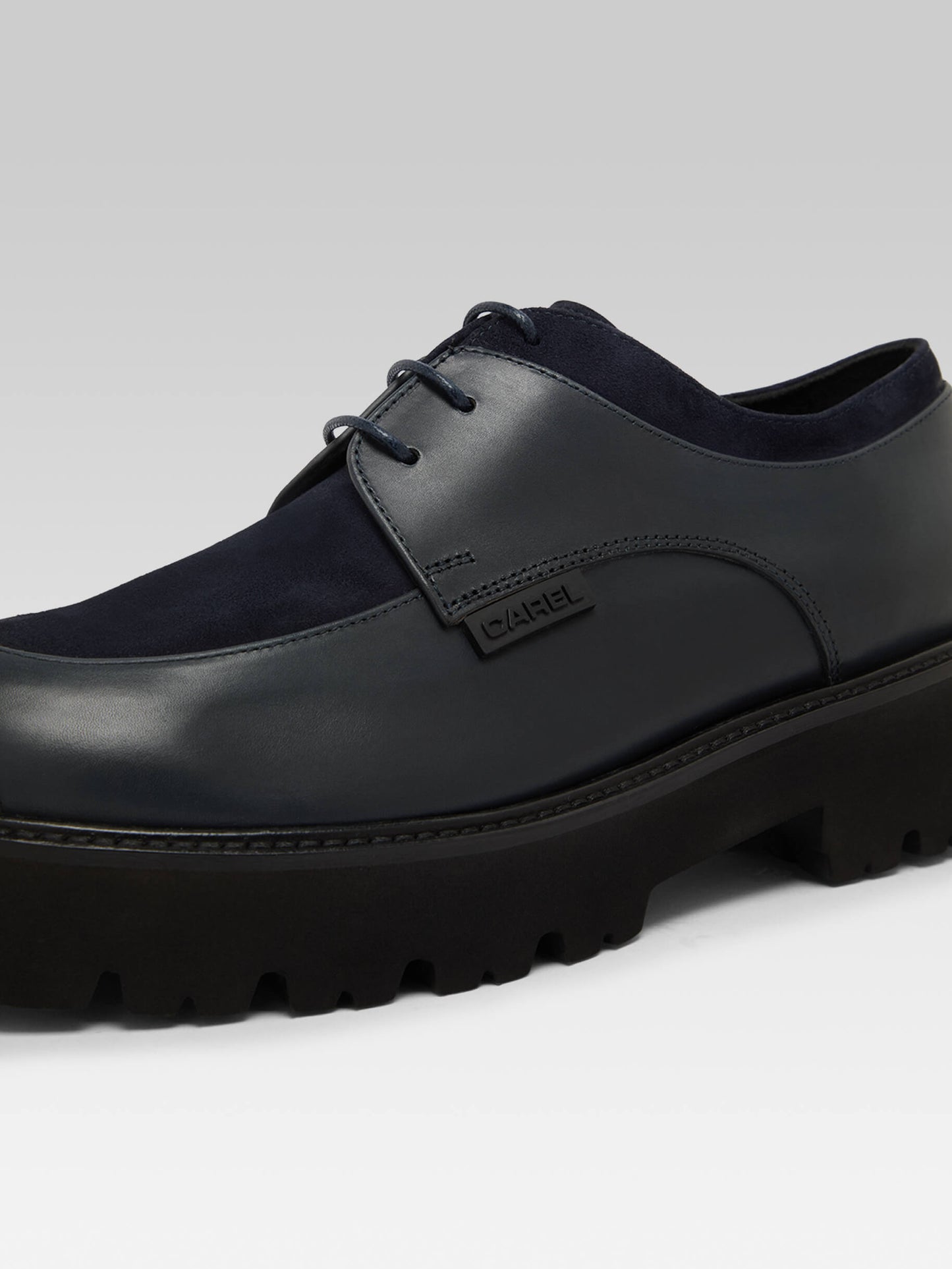 Azur - Navy blue leather and suede derbies