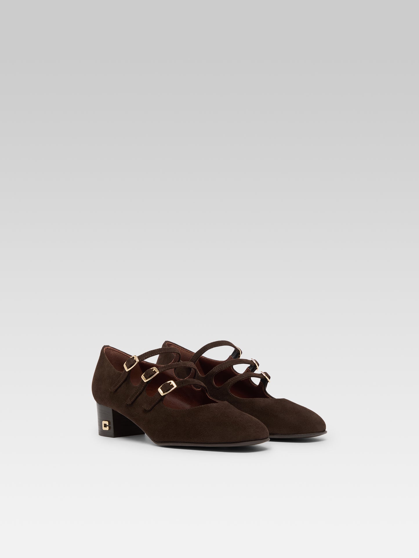 Kina - Escarpins babies cuir velours marron
