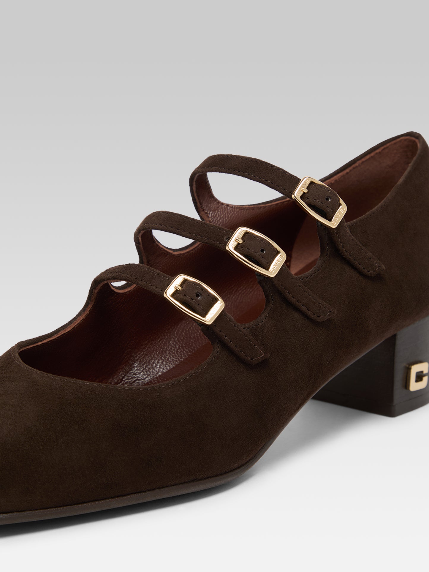 Kina - Escarpins babies cuir velours marron