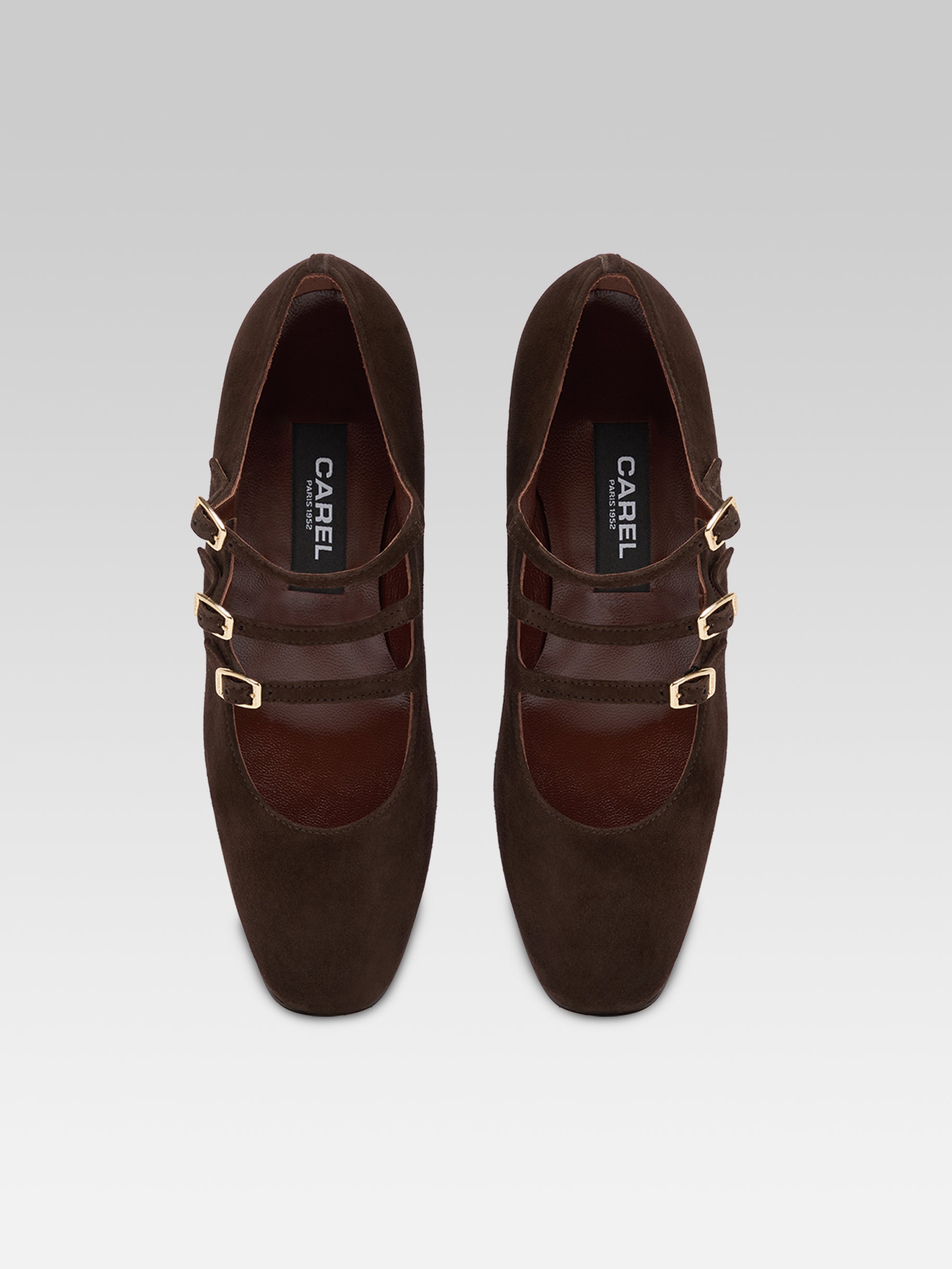 Kina - Brown suede leather Mary Jane pumps | Carel Paris