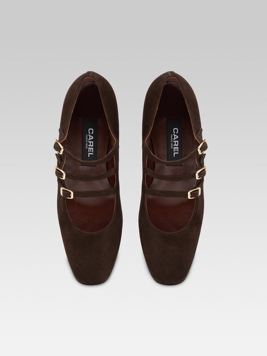 Kina - Escarpins babies cuir velours marron - Image numéro 4