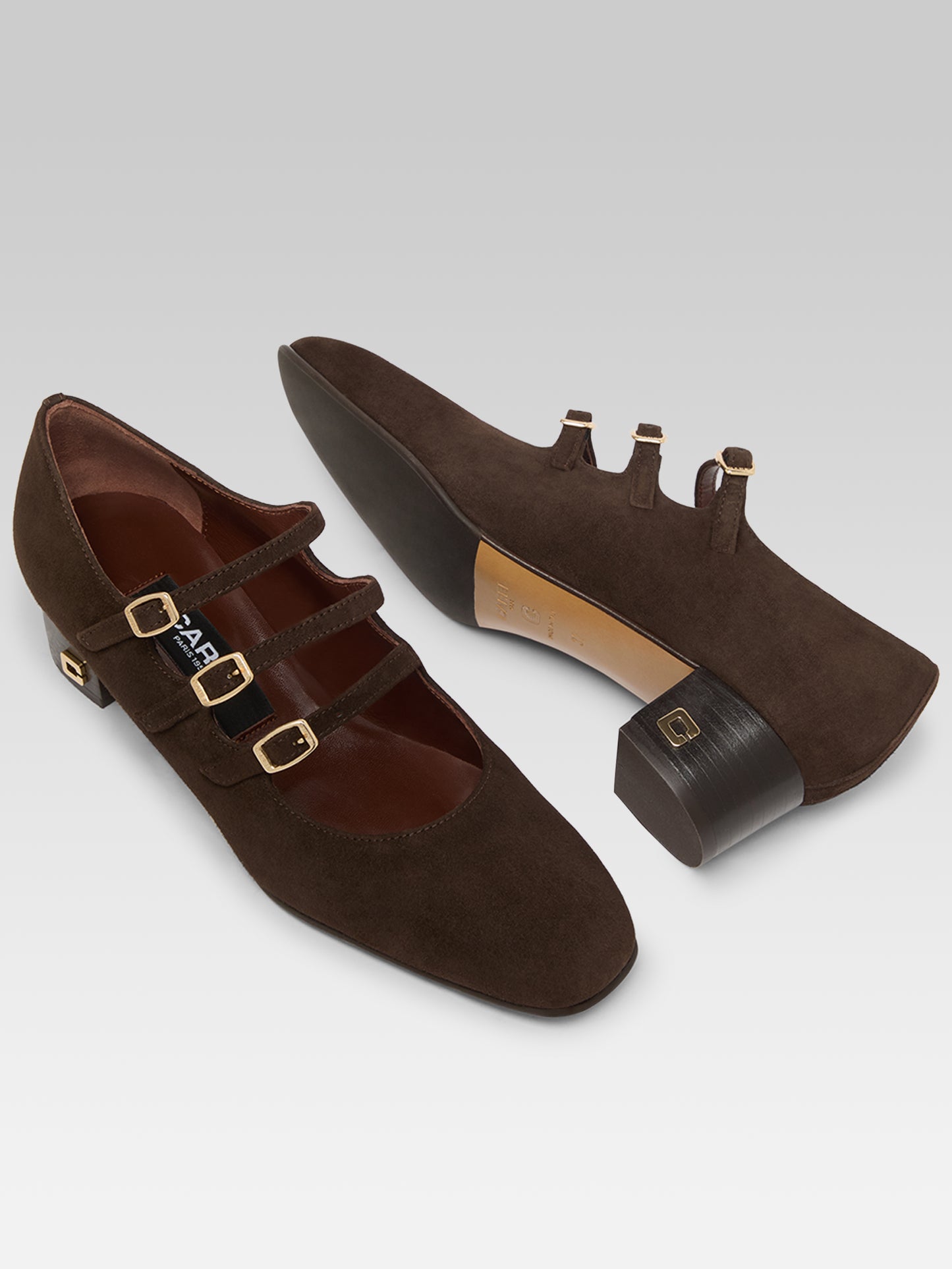 Kina - Escarpins babies cuir velours marron