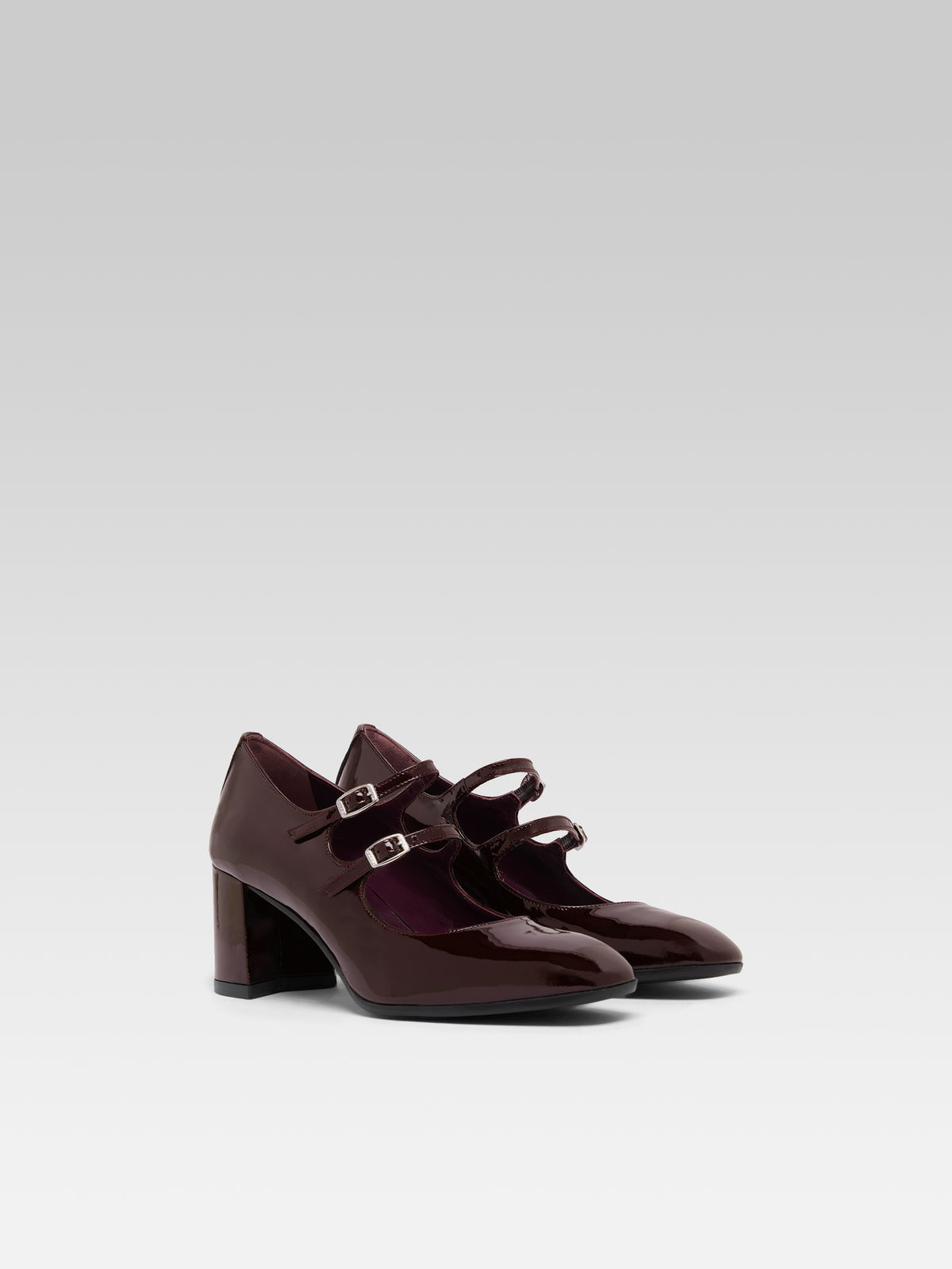 Alice - Escarpins babies cuir verni marron